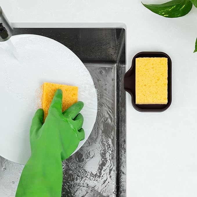 Zulay Kitchen Small Silicone Sponge Holder – Space-Saving Sink Organizer Tray