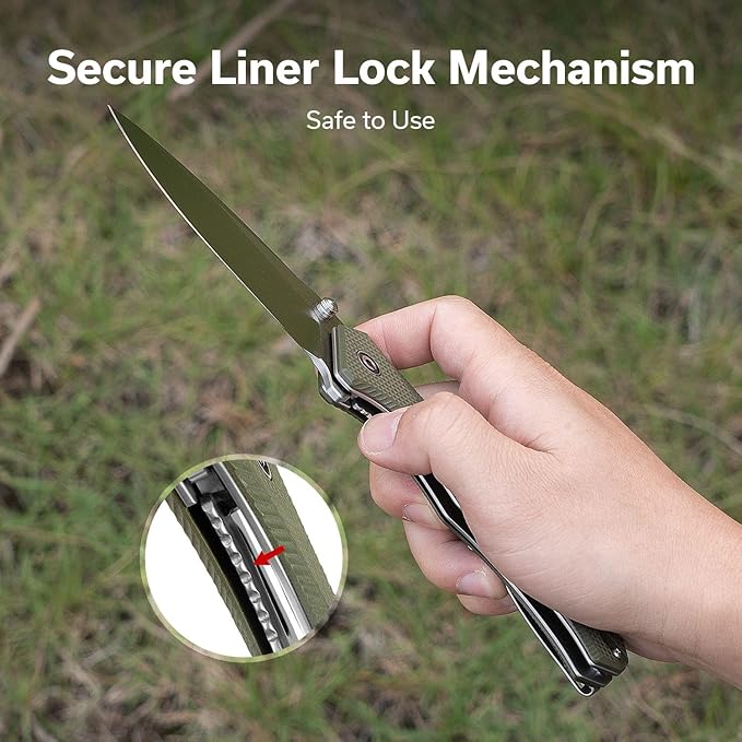 CIVIVI Photonix EDC Pocket Knife, Folding Knife with 3.7" 14C28N Blade G10 Handle with Pocket Clip for Men Women, Camping Hiking Fishing Knife C23081B-2, Green