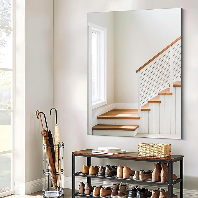CILIBER Frameless Rectangle Mirror, 36x48 Inch Large Bathroom Mirrors