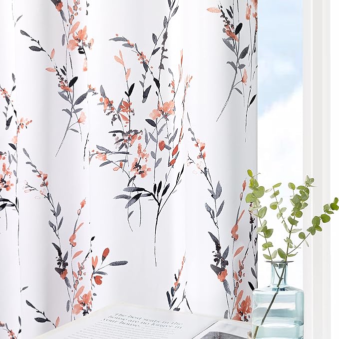 MYSKY HOME Floral Curtains 84 Inch Length
