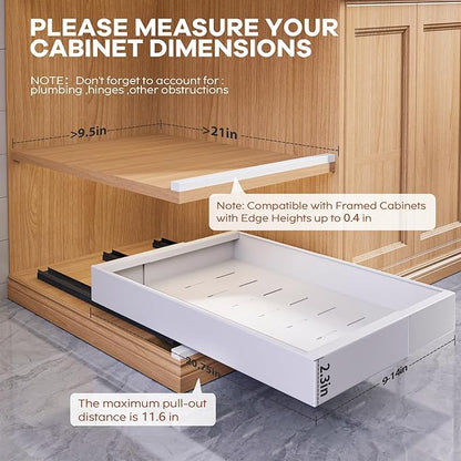 Seinloes 4 Pack Expandable Pull Out Cabinet Organizer 21" Deep