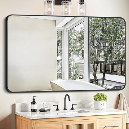 FORBATH Black Bathroom Mirror, Rectangular Vanity Mirror 30 x 48 Inch Wall