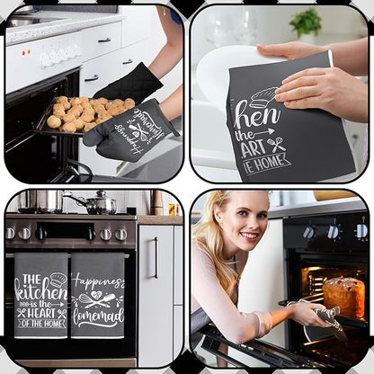 Sratte 6 Pcs Kitchen Decor Accessories Set Farmhouse Towels Pot Holders Oven