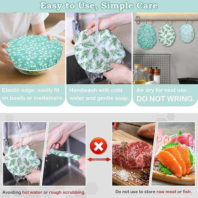 5-Size Reusable Beeswax Bowl Covers