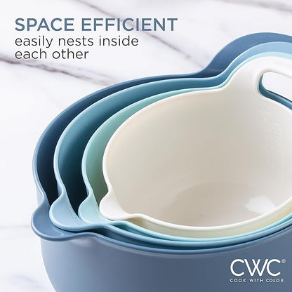 COOK WITH COLOR Nesting Plastic Mixing Bowl Set with Pour Spouts and Handles
