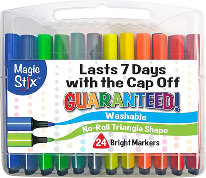 The Pencil Grip Magic Tri Stix, Non-Toxic and Washable Markers For Kids, 24 Assorted Stix Markers, TPG-397
