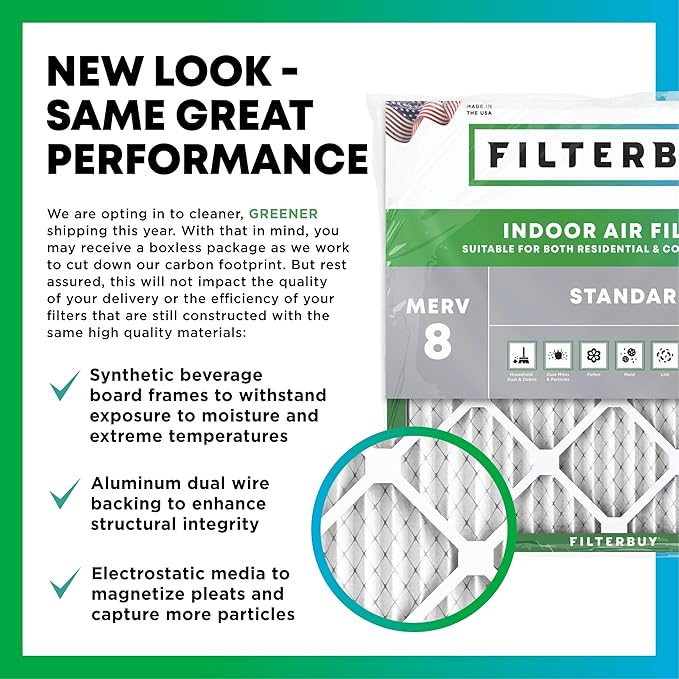 Filterbuy 10x18x4 Air Filter MERV 8 Essential Dust & Allergy Defense,
