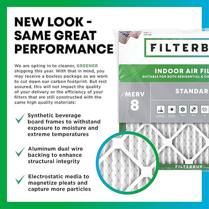 Filterbuy 10x18x4 Air Filter MERV 8 Essential Dust & Allergy Defense,