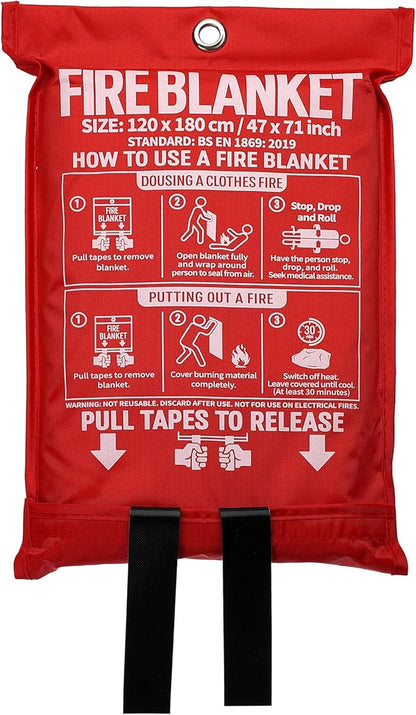 Fire Blanket, 71 in x47 in,Fiberglass Fire Blanket for Home,Kitchen,1 Pack