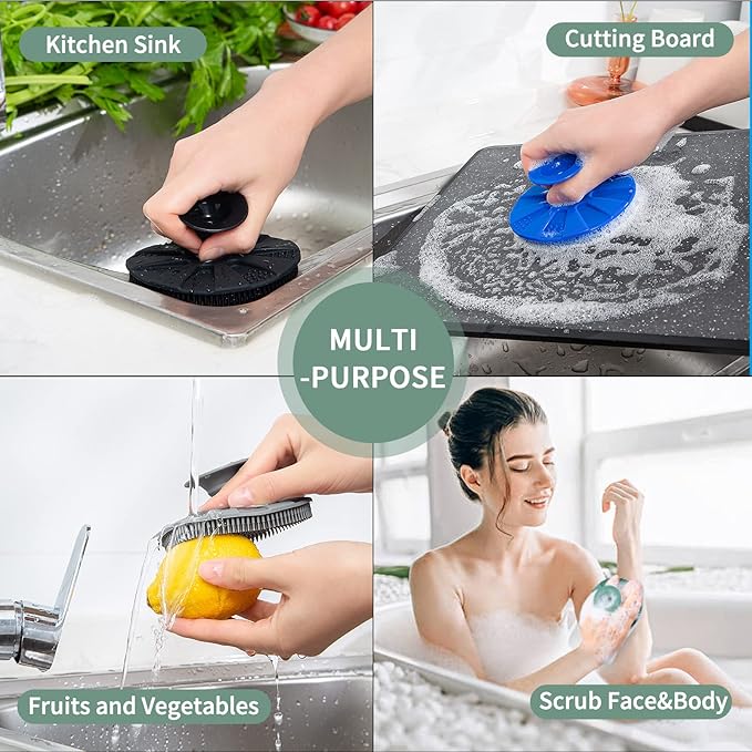 Silicone Sponge 3 Pack, BEAUTAIL Non-Scratch Scrub Sponges,