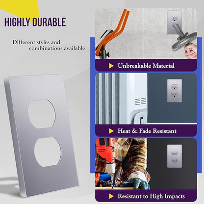 ENERLITES Elite Series Duplex Outlet Receptacle Cover, Screwless Wall Plate