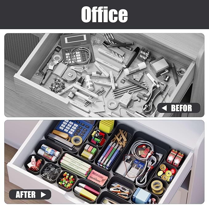 Plastic Drawer Organizers, Bathroom and Vanity Organizer Plastic Tray, Makeup