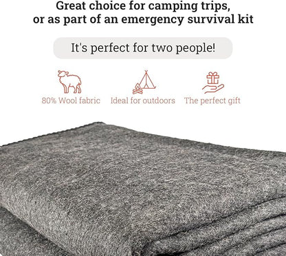 EPG Extra Large Wool Blanket with Zippered Bag | Warm, Comfortable, Stylish, Military | XL Queen/King - 72 x 92 in, 80% Wool, 5.35 lbs | Camping, Outdoor, Bedding, Emergency, Survival, Cabin, RV