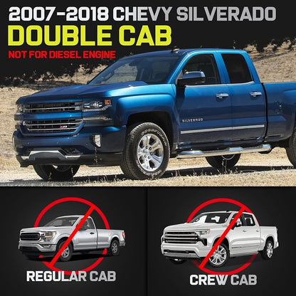 BINARY STAR 6 Inch Running Boards Compatible with 2007-2018 Chevy Silverado/GMC Sierra 1500 Extended/Double Cab, 07-19 Silverado/Sierra 2500HD 3500HD. High Light Stainless Steel Side Step Nerf Bars.