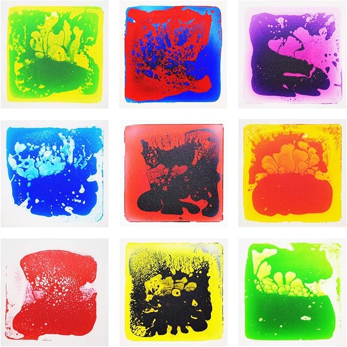 Art3d Liquid Fusion Activity Play Centers for Children, Toddler, Teens, 12" X 12" Pack of 9 Tiles