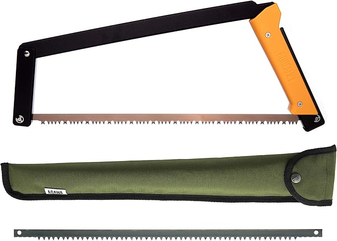 AGAWA - BOREAL21 Tripper Kit - Includes 21" Folding Saw, Nylon Carrying Case, 21" All-Purpose & 21" Aggressive Blade - For Camping, Hiking & Survival Gear (Black Frame/Yellow Handle)