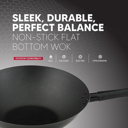Helen's Asian Kitchen Wok, Premium Excalibur Non-Stick with Stay-Cool Handles, 14-Inches