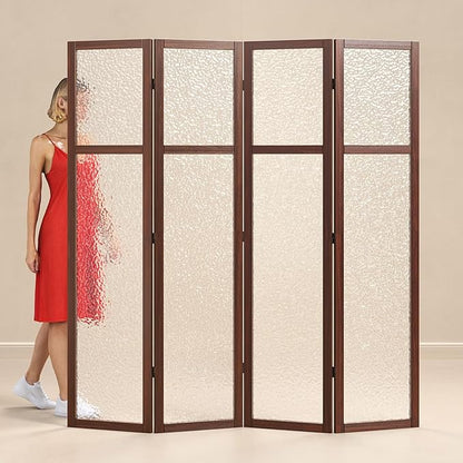 Acrylic Room Divider, 4-Panel Freestanding Partition Screen, Frosted