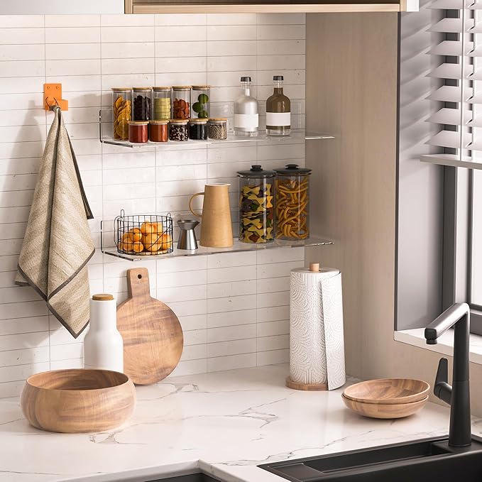 20 Inch Clear Wall Shelves for Wall, Wall Mounted Acrylic Floating Shelf for
