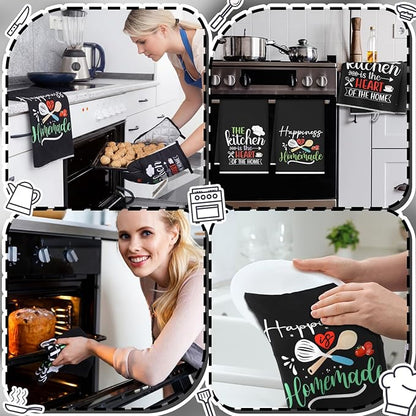 Sratte 6 Pcs Kitchen Decor Accessories Set Farmhouse Towels Pot Holders Oven