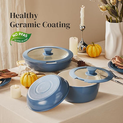 Redchef Ceramic Cookware Set, Removable Handle Pots and Pans Non-Stick