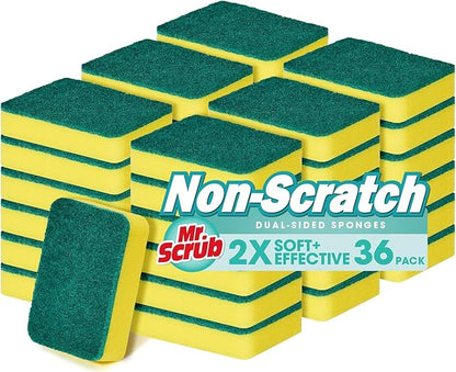 Mr. Scrub Sponges Kitchen Scrub Dish Sponge Scouring Pad, 36 Pack Cleaning
