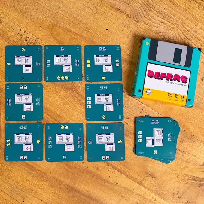 Defrag | Nostalgic Floppy Disk Themed Travel-Size Board | Play Anywhere | Challenging Puzzle with Scenario Booklet | Solo Play for Ages 12+ | Tiny Series