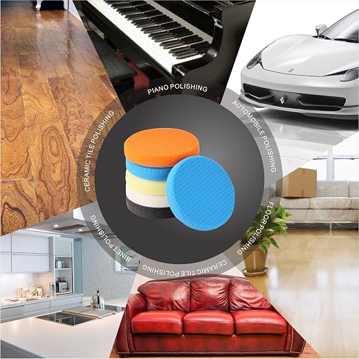 Buffing Polishing Pads, SPTA 5Pcs 7.5 Inch Face for 7 Inch 180mm Backing Plate Mix Cutting Force Buffing Pads Cutting Polishing Pad Kit for Car Buffer Polisher Compounding,Polishing, Waxing-SPTA0010