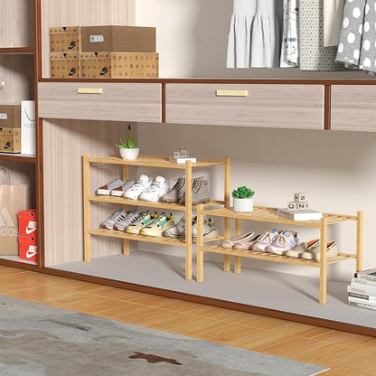 ROMGUAR CRAFT 2 Tier Bamboo Shoe Rack