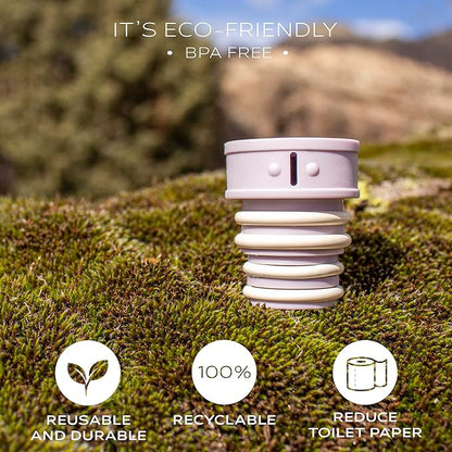 CuloClean Portable Bidet for Toilet, Travel, or Camping. Compatible with Any Plastic Bottle. Discreet, Sanitary or Travel Shower, Attachable Stopper, Backcountry Bidet Nozzle (1pcs Lilac)