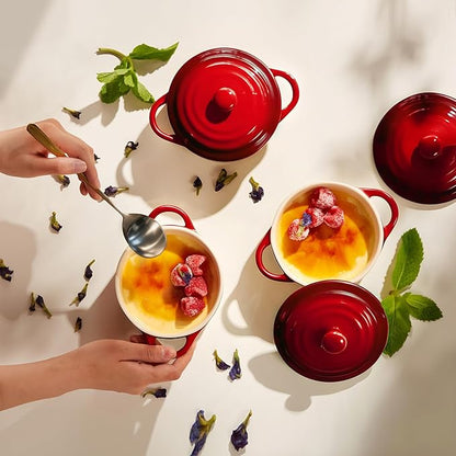 Kook Ceramic Mini Cocotte Set, Small Casserole Dishes