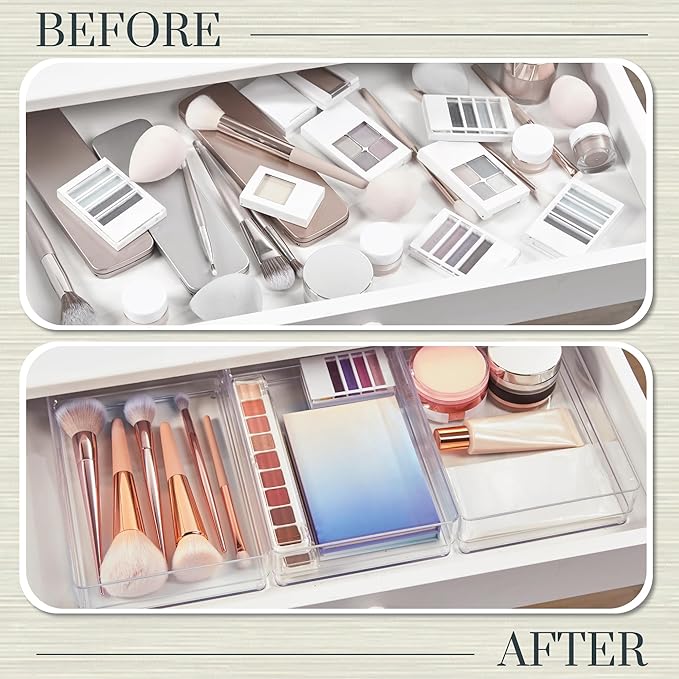 STORi SimpleSort 3-Piece Stackable Clear Drawer Organizer Set | 9" x 6" x 2"