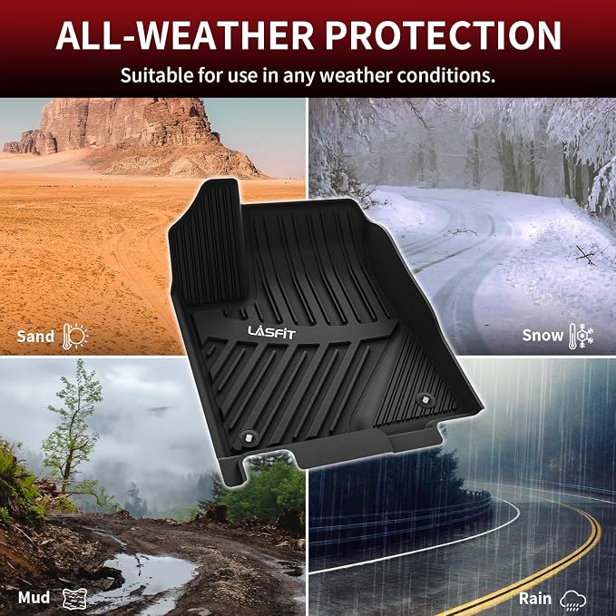 LASFIT Floor Mats for Toyota Highlander 2014-2019 (Not for Hybrid) All Weather Custom Fit Floor Liner for Highlander LE/XLE/SE/Limited/TPE Front and Rear 2 Row Car Mats,Black