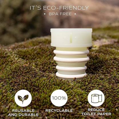 CuloClean Portable Bidet for Toilet, Travel, or Camping. Compatible with Any Plastic Bottle. Discreet, Sanitary or Travel Shower, Attachable Stopper, Backcountry Bidet Nozzle (1pcs Glow in The Dark)