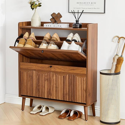 BERRYMERRY 31.5” Fluted Shoe Storage Cabinet
