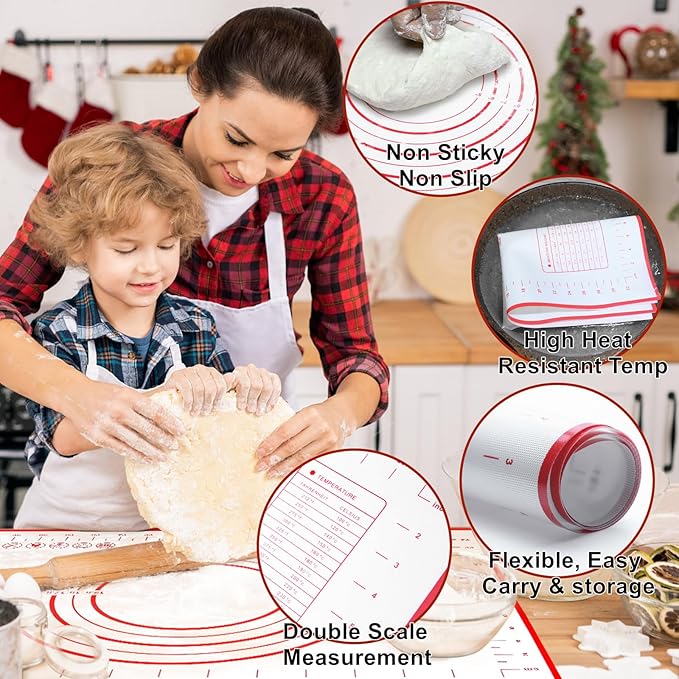Large 24" x 16" Silicone Baking Mat | Non-Slip Pastry & Dough Mat