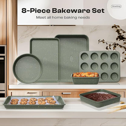 8-Piece Nonstick Bakeware Set, Stackable Oven Pan Set Includes Baking Sheet