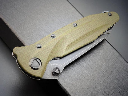 Eafengrow EF55 Pocket Knife Folding Knife G10 Handle D2 Steel Blade Folder EDC Tool Knifes for Working Camping with Clip(Green)