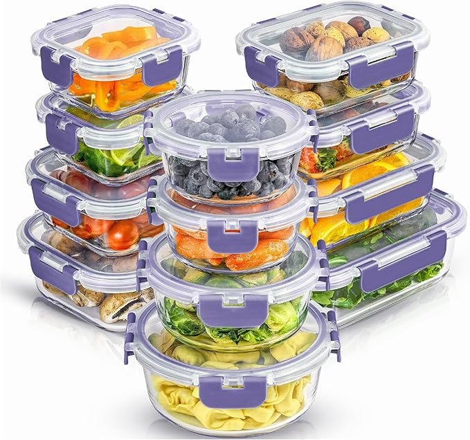 JoyJolt 24pc Borosilicate Glass Storage Containers
