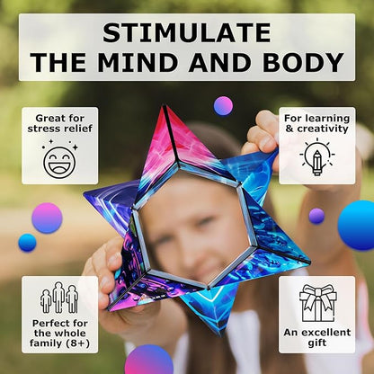 SHASHIBO Shape Shifting Box - Award-Winning Fidget Toy w/ 36 Rare Earth Magnets - Fidget Cube Transforms Into Over 70 Shapes, Sensory Toy Gift for Kids, Teens, and Adults (Vapor)