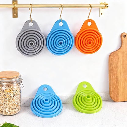 6 Pcs Funnels for Kitchen Use Filling Bottles, Silicone Funnel Small and Large