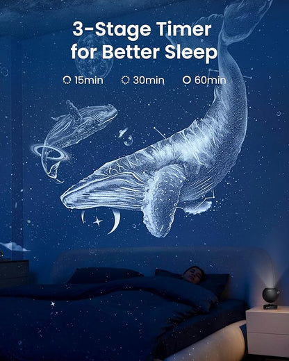 POCOCO Galaxy Star Projector for Bedroom with Replaceable Optical Film Discs, Home Planetarium Night Light Projector with High-Definition Soft Light for Relax, Study, and Meditate, Stress Relief Gifts