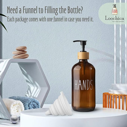LOOCHICA Hand Amber Glass Soap Dispenser