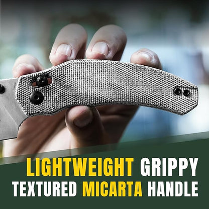 Kizer Bulldog Folding Pocket Knife, 3" Sheepsfoot Blade Folding Knife, 154CM Steel Micarta Handle Pocket Knife, Small EDC Knife for Outdoor Indoor Camping Hunting Fishing Survival V3672C2