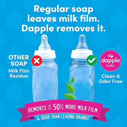 Dapple Baby Fragrance-Free Baby Bottle & Dish Soap - (2 Pack) 3 fl oz - Plant-Powered Cleaner for Bottles, Pump Parts, and Sippy Cups - Travel Size