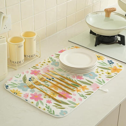 Spring Dish Drying Mat 18x24 Inches