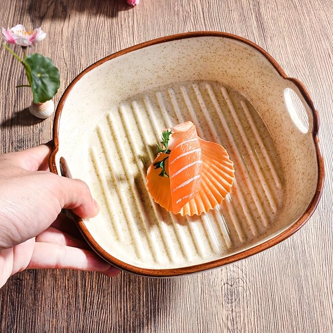 6.7" Japanese Ceramic Casserole Dish, Square Baking Pan