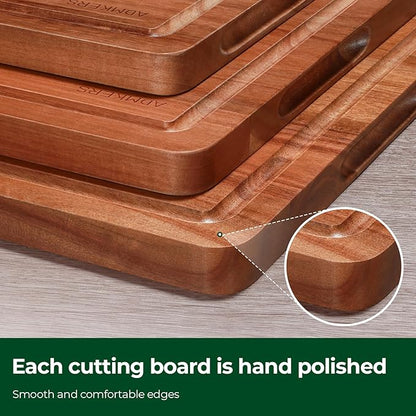 Wood Cutting Boards for Kitchen, Acacia Wooden Cutting Board Set, Charcuterie