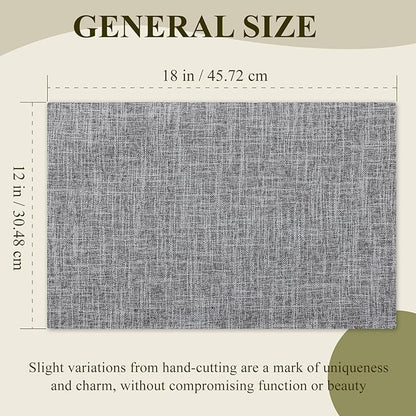 KXN Placemats Set of 4, Dual-Layer Thickened Faux Linen Table Mats, Heat Resistant & Wrinkle-Free, Machine Washable Cloth Place Mats for Kitchen Dining Indoor Outdoor (Light Grey)