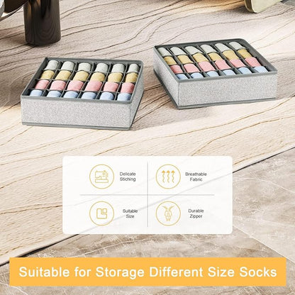 Joyoldelf Sock Drawer Organizer Underwear Organizer, 24 Cell Collapsible Closet